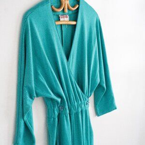 Vintage Jean St. Germain 1980s Cotton Turquoise Jumpsuit with Pockets